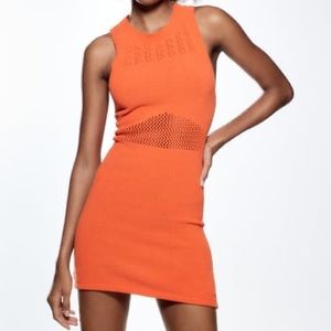 NWT Zara dress. Size small. Orange crochet